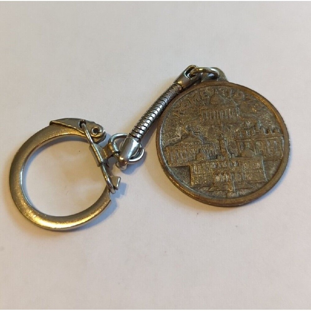 Rome Italy Metal Historical Buildings Holy Year Brother Keychain Key Ring 1975